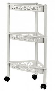 Этажерка Keeplex Light на колесиках трехсекционная угловая 38,3х22,2х69см белое облако